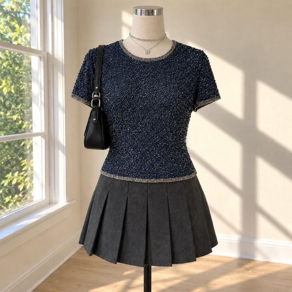 Adrianna-papell Women's Navy and Blue Blouse